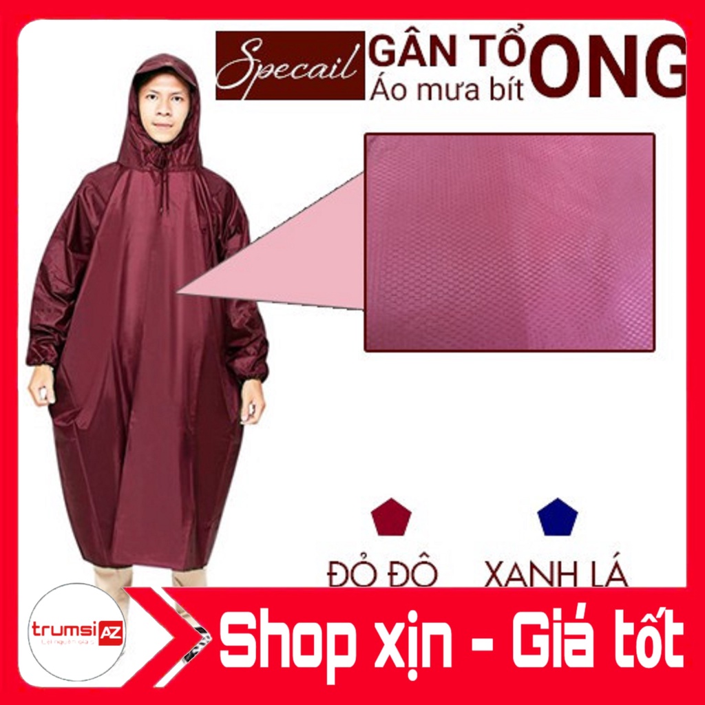 Áo mưa vải Dù cánh dơi / xẻ tà 1m4 - Loại Vải Tổ Ong xịn