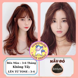 Thuốc Nhuộm Tóc Nâu Đỏ Tặng Oxy Trợ Nhuộm Găng Tay Mũ Chùm Kenzii Lên Từ Tone 3 - 4