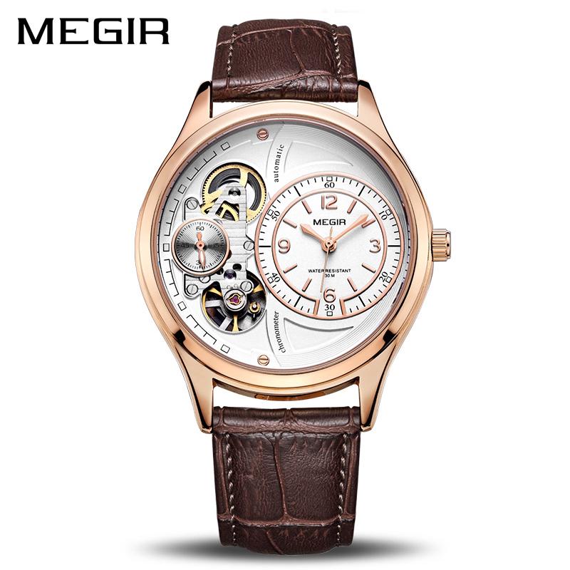 Đồng hồ MEGIR dây da kiểu dáng quân đội dành cho nam