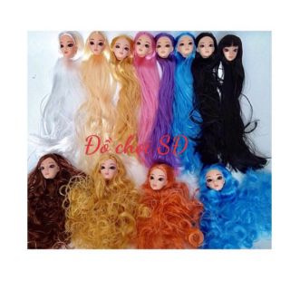 ĐẦU BÚP BÊ TÓC DÀI - màu tóc ngẫu nhiên - phụ kiện búp bê