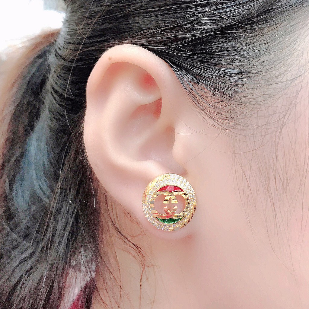 Bông tai nữ đính đá trắng UHA , chuôi cài chắc chắn, kiểu dáng hiện đại, thu hút, sang trọng B52