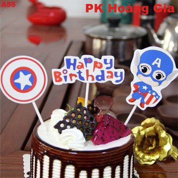 Trang Trí Bánh Sinh Nhật Bánh Kem - SET THẺ CẮM SIÊU NHÂN A, POW
