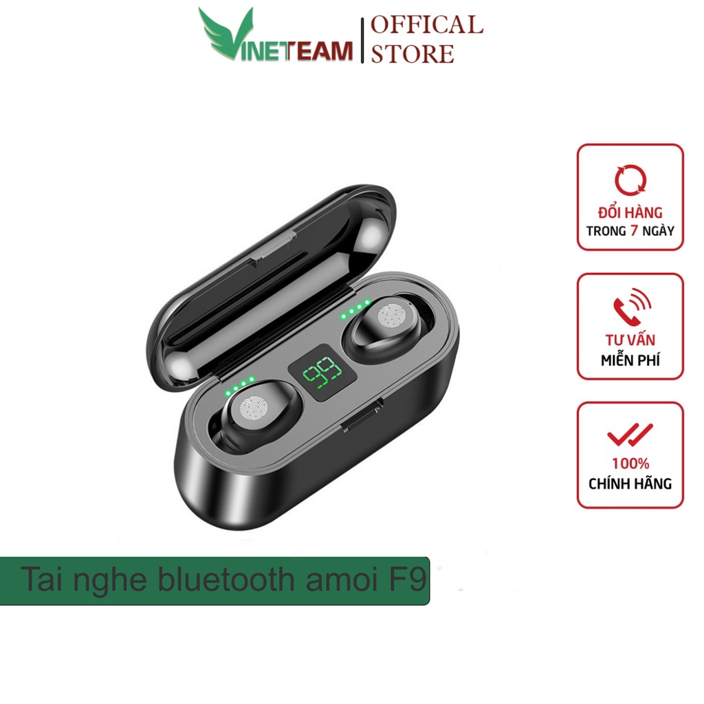Tai nghe nhét tai không dây bluetooth True Wireless Vinetteam TWS F9 PRO blutooth 5.0 có hộp sạc -DC3650