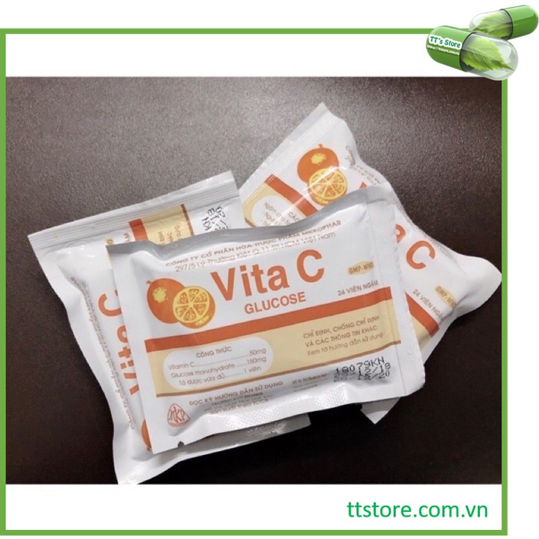 Viên kẹo ngậm vitamin C Mekophar - Vita C Glucose Meko [Túi 24 viên]