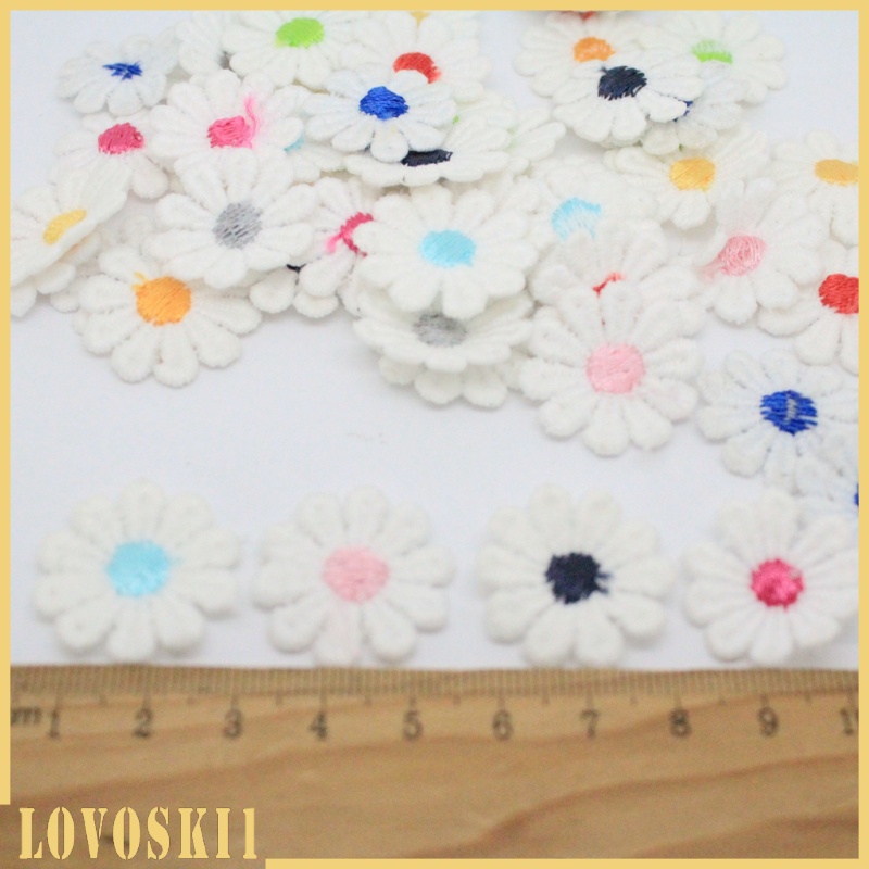 [LOVOSKI1]50Pcs SMALL DAISY FLOWER Embroidered Sew On Patches for Bags Clothes Decor