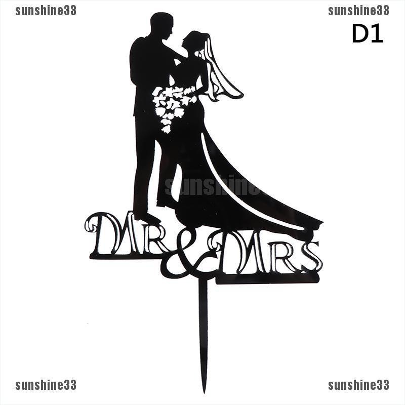 Topper Cắm Trang Trí Bánh Kem Hình Cô Dâu Chú Rể Mr Mrs