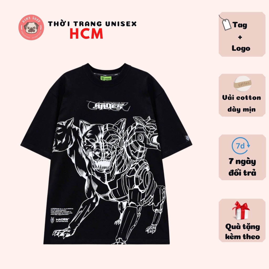 Áo thun Hades Cerberus Tee form rộng unisex nam nữ 40kg-90kg vải cotton dày mịn Thời trang Unisex HCM AL119