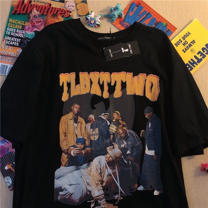 Áo thun 100% cotton cổ tròn tay ngắn dáng rộng in hoạ tiết retro dành cho cặp đôi