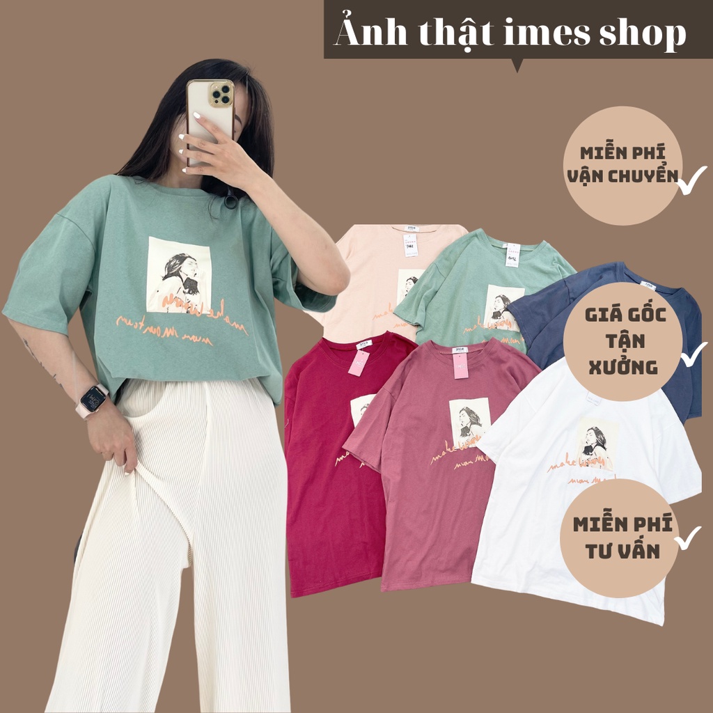 Áo phông tay lỡ form rộng, áo thun unisex nam nữ chất cotton in cô gái 1692 imes shop