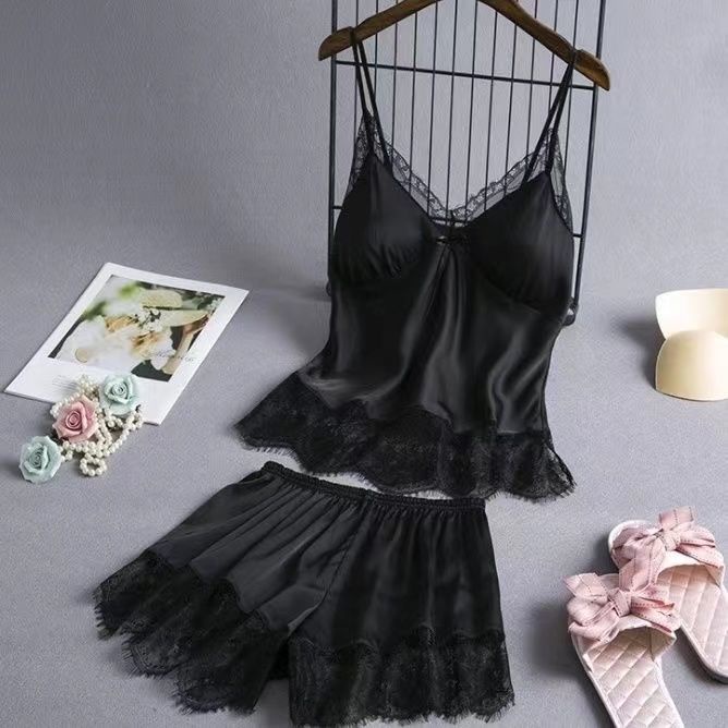 JSC Bộ Đồ Ngủ Hai Dây Bằng Lụa Mát Kèm Miếng Lót Ngực Thời Trang Hàn Quốc