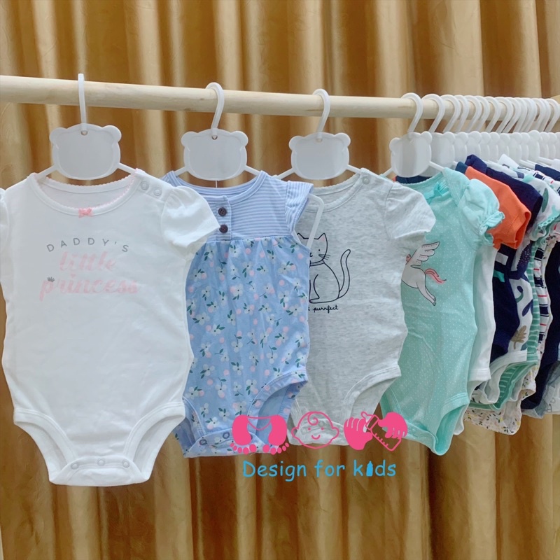 (Size 3-6m) Body chip cộc tay cổ đức / cổ tròn / cổ trụ hàng xuất khẩu cho bé trai và bé gái