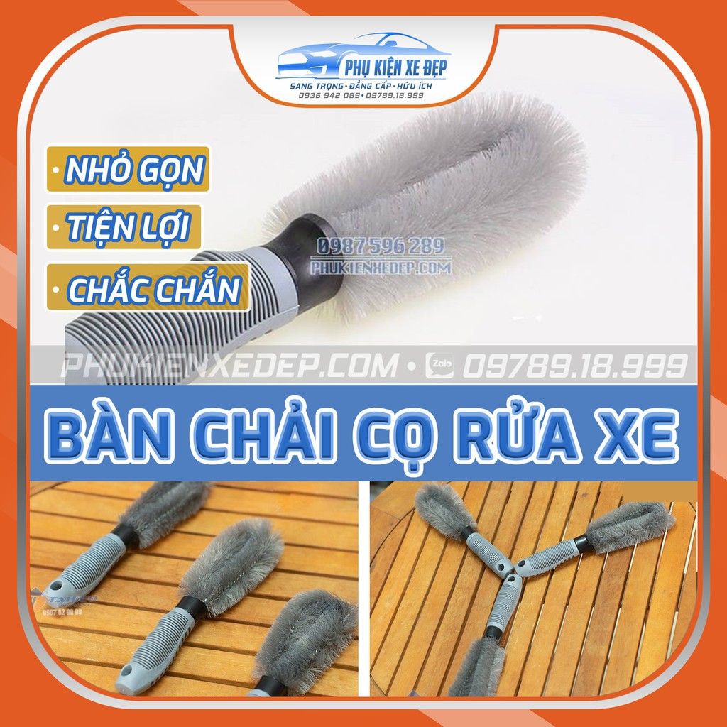 Chổi Cọ Lazang Rửa Xe Ô Tô – Xe Hơi | Chổi lazang cọ mâm xe, lốp xe ô tô có ảnh thật, cán cao su chắc chắn