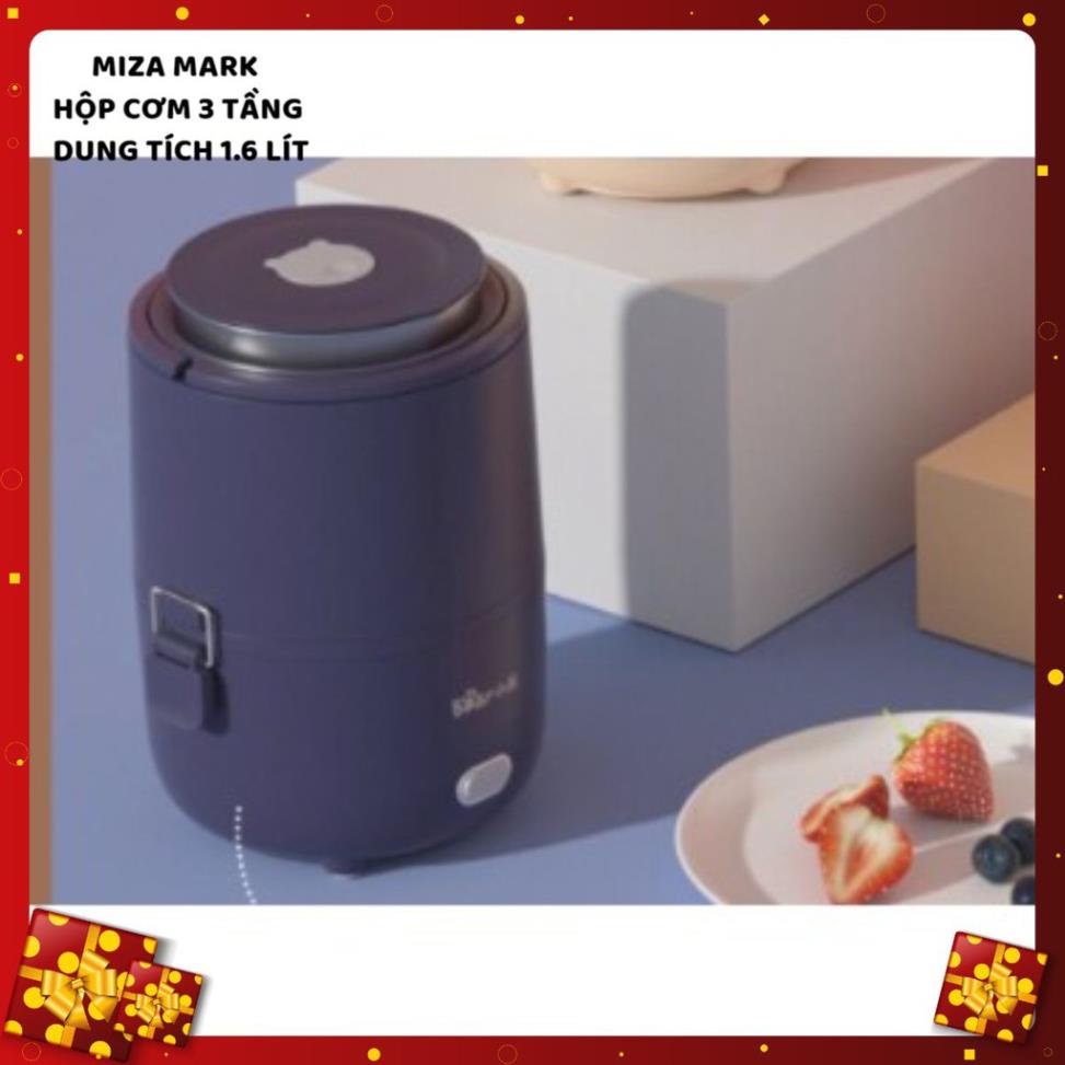 Hộp cơm cắm điện Bear DFH-B12E1, 2 tầng 3 ngăn, sử dụng inox cao cấp 304, dùng cho văn phòng