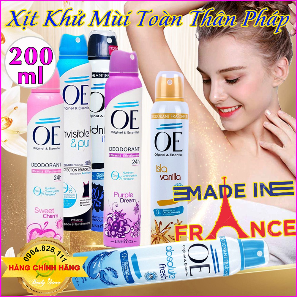 Xịt thơm, xịt khử mùi nữ [200ml], ngăn ngừa mùi hôi cơ thể, Có thể thay thế nước hoa- xịt nách OE Pháp- lăn nách | BigBuy360 - bigbuy360.vn