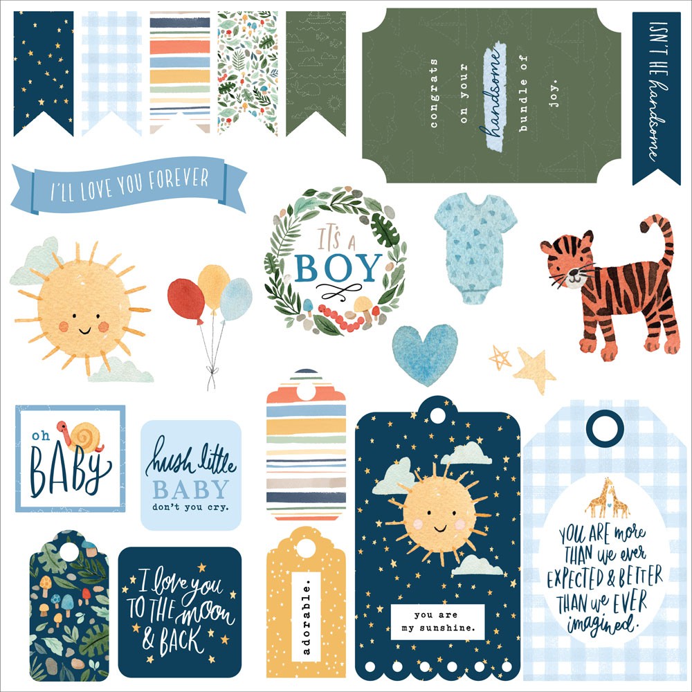 SET GIẤY LÀM SCRAPBOOK -  CHỦ ĐỀ IT'S A BOY (COLLECTION KIT)