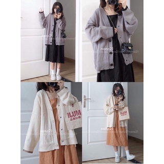 Áo cardigan kẻ viền tay