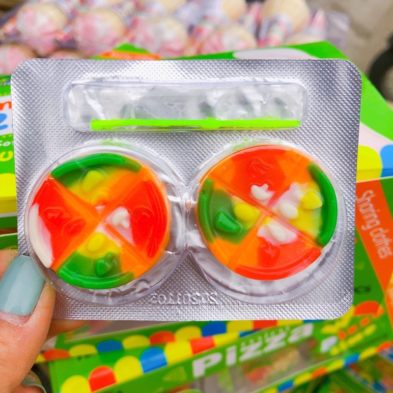 Sỉ hộp 30 vỉ kẹo dẻo pizza mini