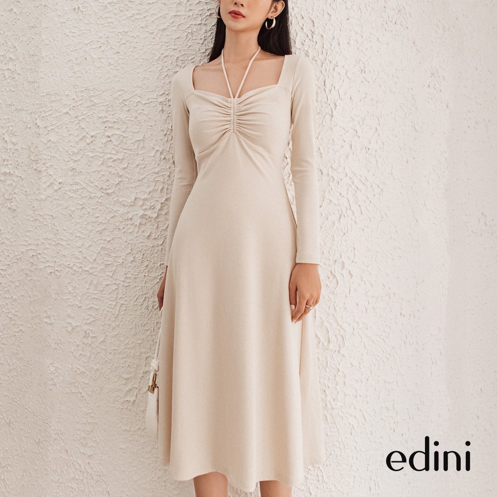 Đầm tay dài xoắn ngực cách điệu EDINI - D1478