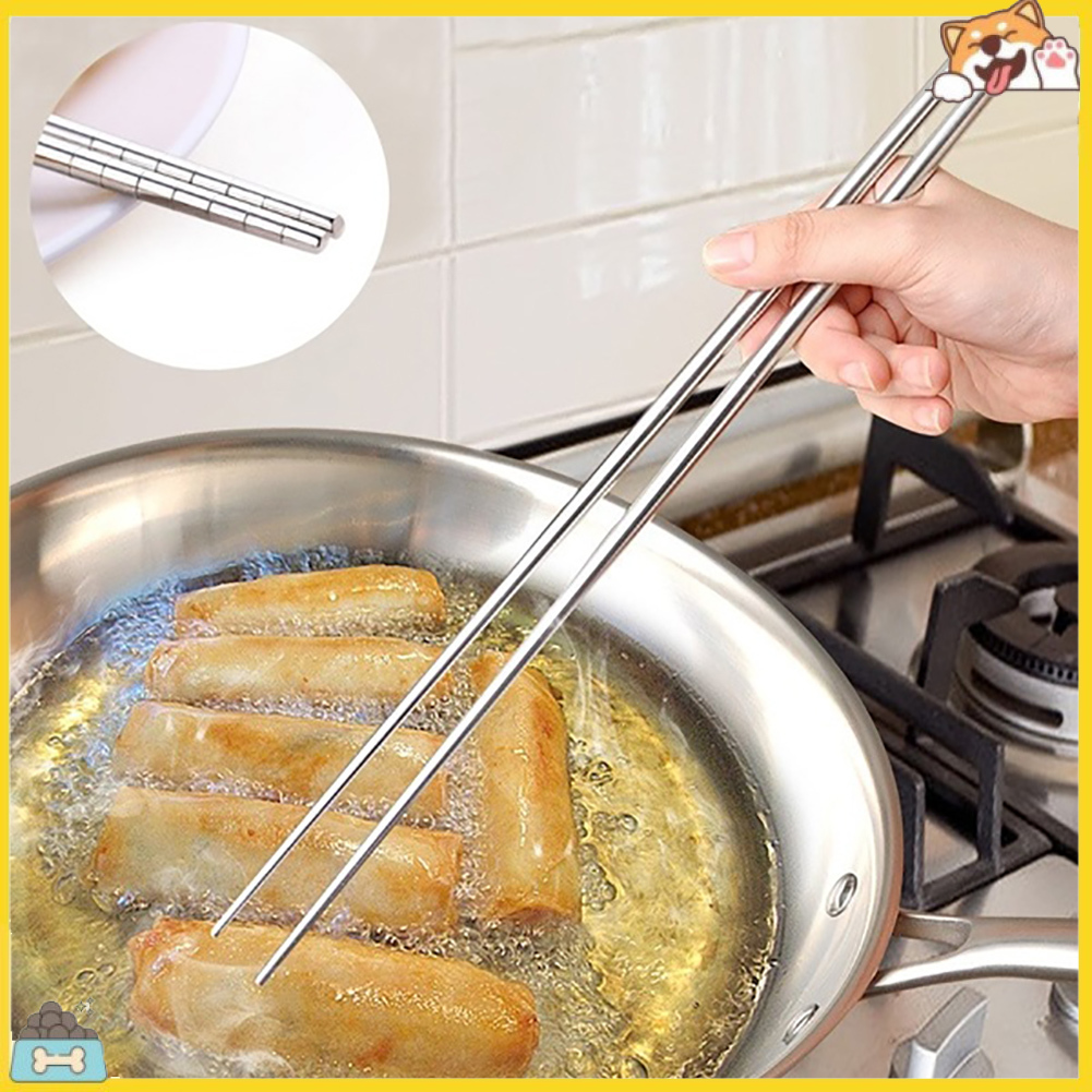 Đôi đũa dài 14inch chống trượt bằng thép không gỉ tiện dụng