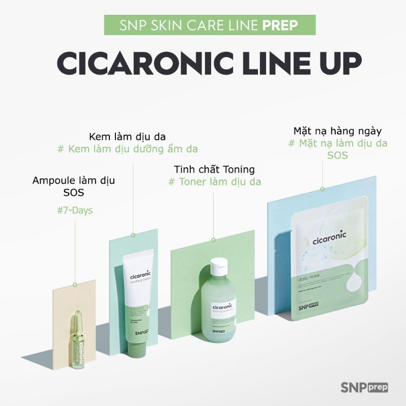 Nước Hoa Hồng SNP Prep Cicaronic Toning Essence Làm Dịu Phục Hồi Tái Tạo Da 220ml