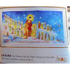 Tranh thêu chữ thập Tây Phương Cực lạc Tam Thế Phật LV3165  chưa thêu