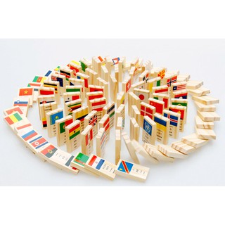 Đồ chơi Domino cờ gỗ 100 quốc gia cho bé