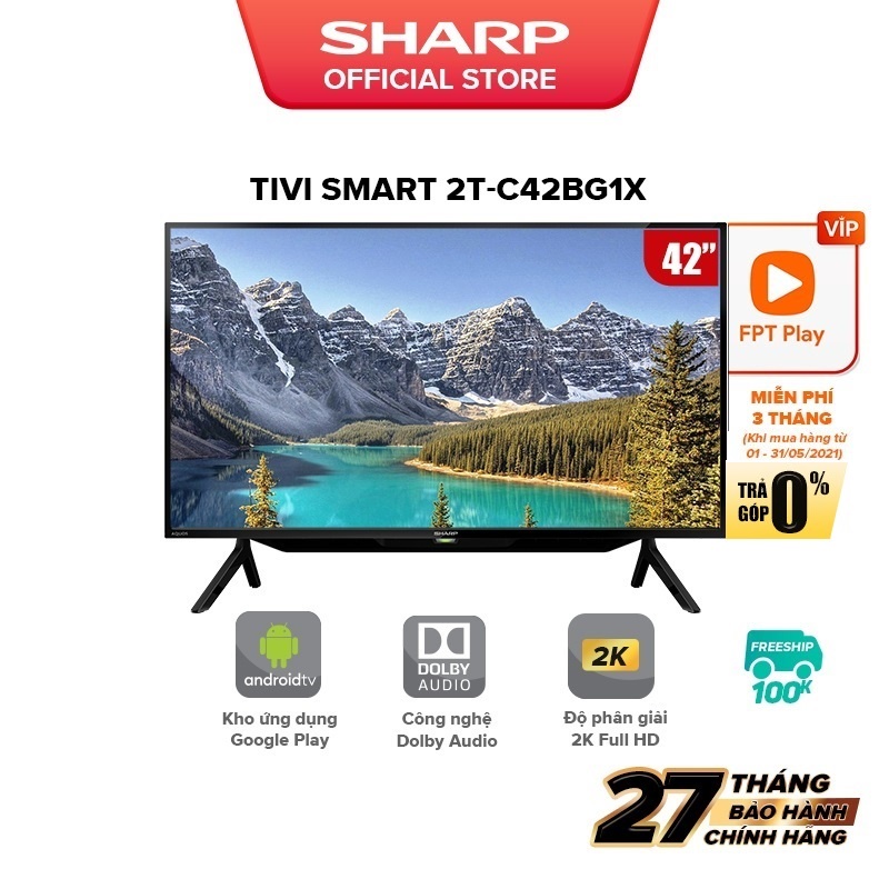 [Mã ELBAU7 giảm 7% đến 1TR]Tivi LED Full HD 42 inch Sharp 2T-C42BG1X - Hàng Malaysia BH 27 tháng