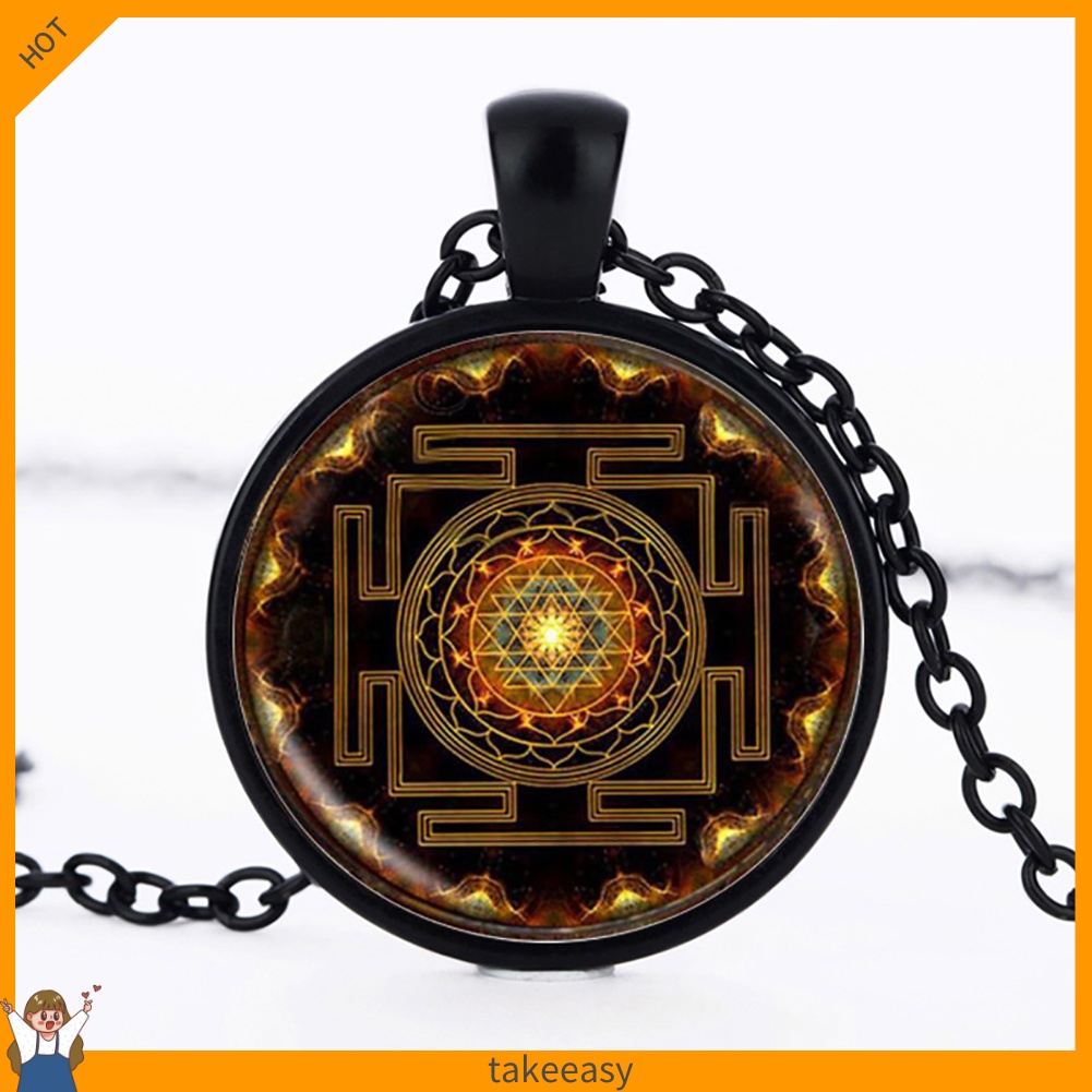 |Ta-ea| Vòng cổ Mặt Tròn Họa Tiết Mandala