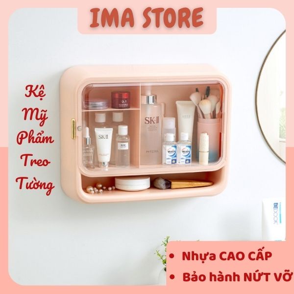 Kệ đựng mỹ phẩm treo tường IMA Store loại lớn - Kệ treo nhà tắm gắn tường cao cấp kiêm tủ thuốc bằng nhựa