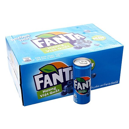 Thùng 24 lon nước ngọt Fanta hương việt quất 320ml - Hương việt quất siêu thơm cùng vị ngon xoắn lưỡi