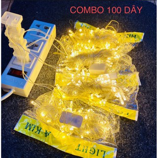 Combo 100 dây đèn led trang trí đom đóm dùng điện 7.5 mét màu vàng nắng/ấm, không chớp