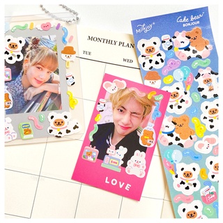 Tấm sticker gấu dễ thương decor toploader, trang trí