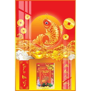 Lịch tết 2024 - lịch gỗ treo tường laminate 2024 - bìa lịch tráng gương cao cấp