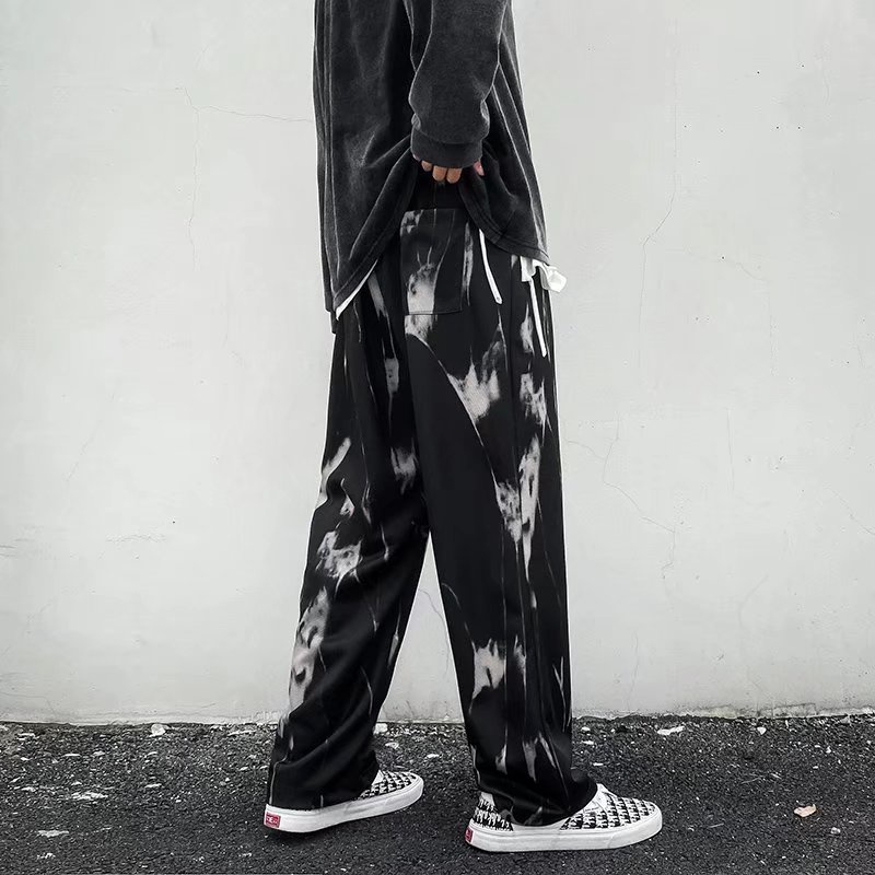 Quần dài ống suông in họa tiết nhuộm màu phong cách hip hop Hàn Quốc thời trang cho nam size M-3XL