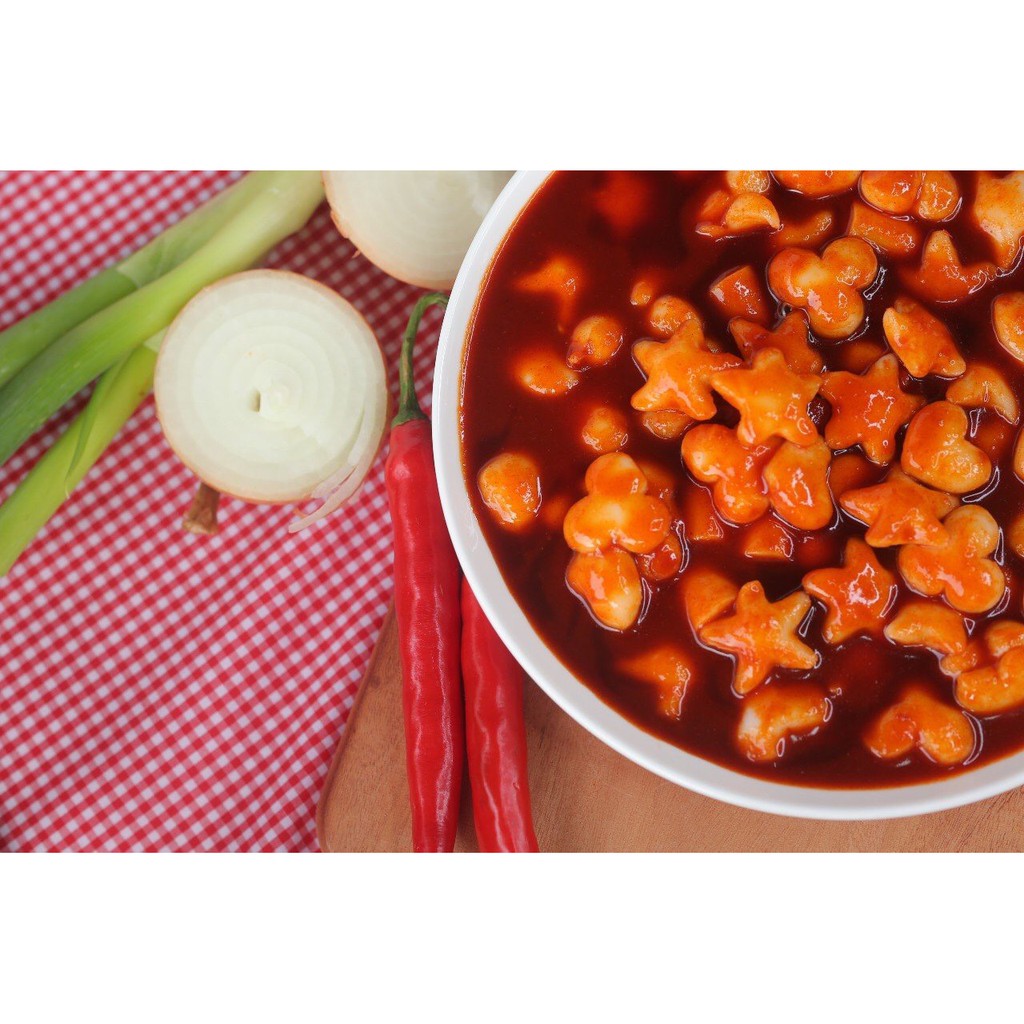 Combo 5 món Bánh gạo hoa Sao tim kiểu mới ( 500g bánh gạo hoa sao tim, chả cá, sốt, củ cải vàng, phô mai)