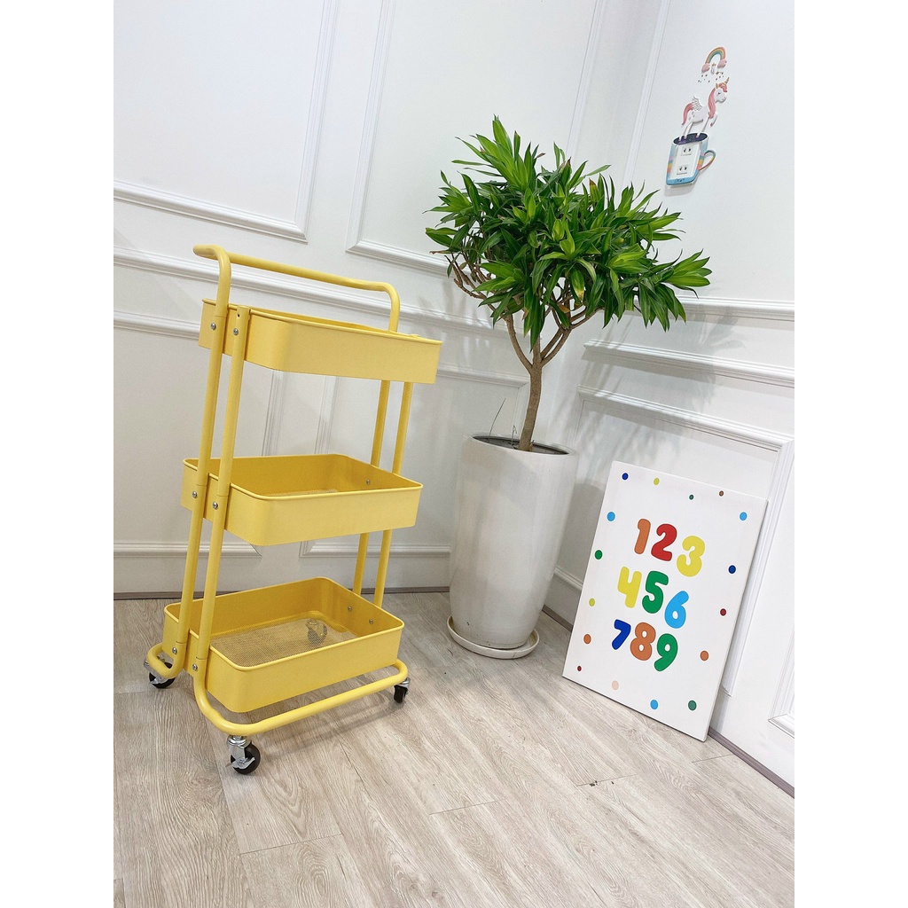| Chất liệu siêu đẹp khay sắt | Kệ sắt đựng đồ cho bé có bánh xe sơn tĩnh điện lắp ráp PrimoBaby - Full sắt thép a-z