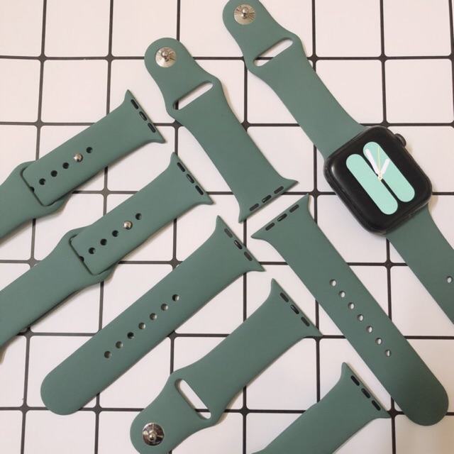 Dây cao su Apple Watch Silicon Pine Green