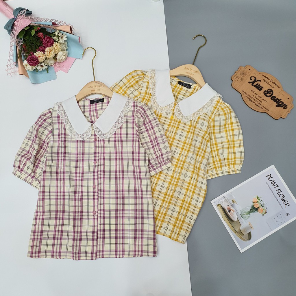 [ Mã WASTRUN4 giảm 10% tối đa 30K đơn 99K] Áo Sơ Mi Nữ cổ bèo phối ren - Áo Kiểu Xuu Design TK20.67 | BigBuy360 - bigbuy360.vn