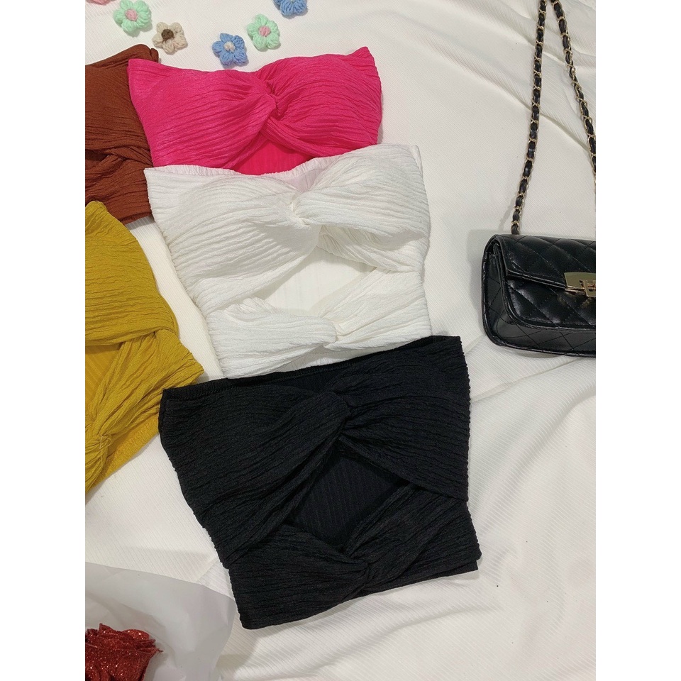 Áo ống croptop xoắn ngực xoắn bụng có mút sexy chất xốp dày dặn ( ảnh thật )