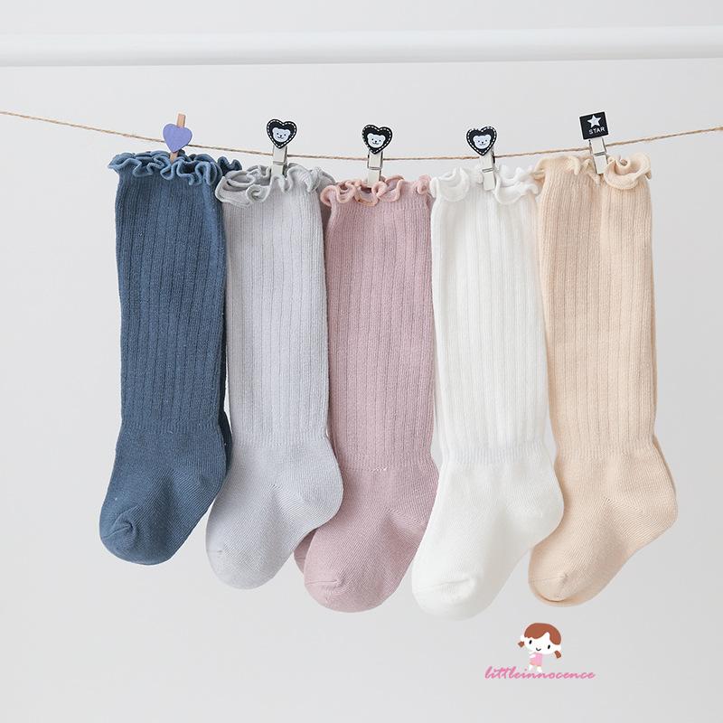 XZQ7-0-3 Years Newborn Thigh High Sock, Infant Solid Color Crimp Socks Autumn and Winter Stocking