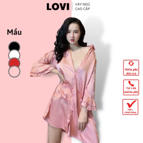 Đầm ngủ sơ mi satin cao cấp váy lụa sexy gợi cảm đẹp form rộng giá rẻ 026 - Hàng mới về