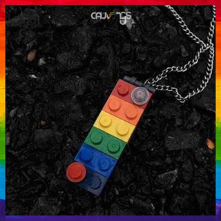 Dây chuyền lego cầu vồng LGBT thép titan không rỉ, nhựa ABS