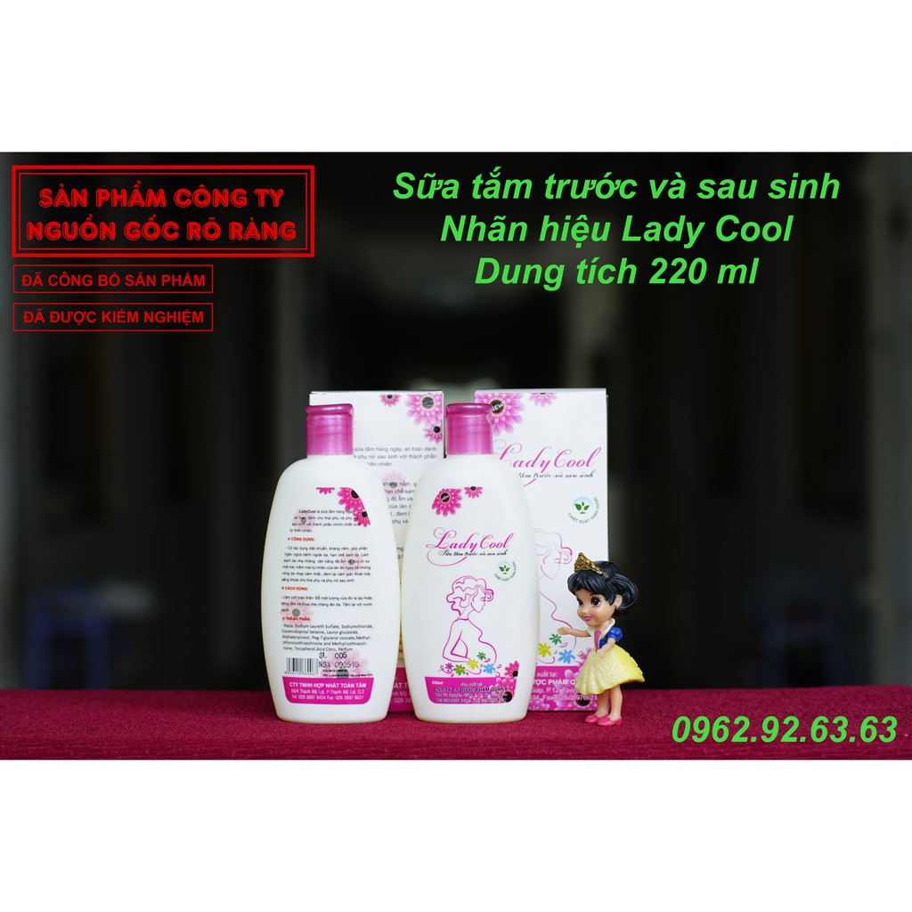 Sữa tắm trước và sau sinh Lady Cool dung tích 220ml (hàng công ty đã được kiểm nghiệm an toàn)