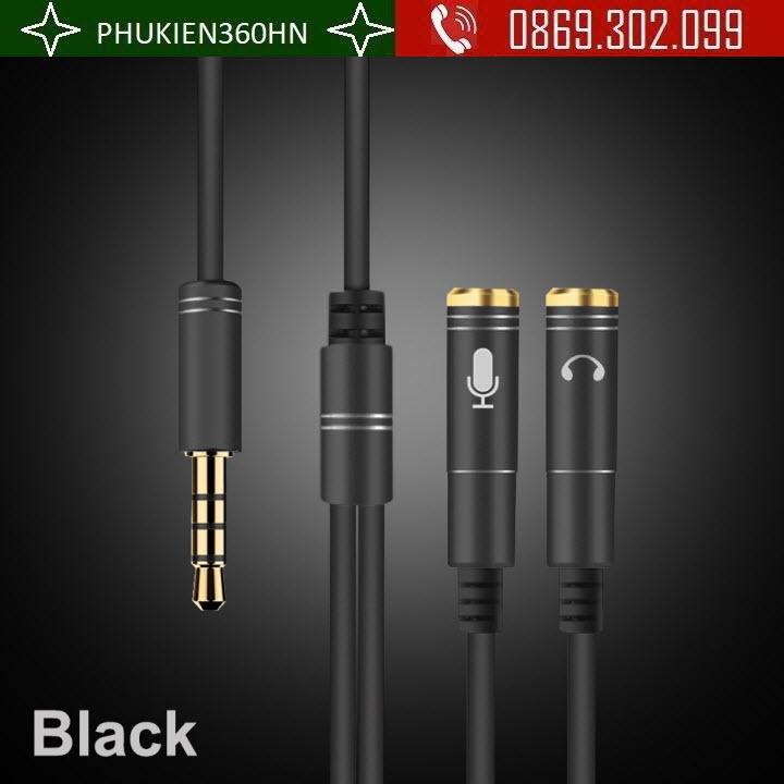 Cáp chia Audio 3.5mm ra mic và loa - Dây chia mic và loa (loại xin)