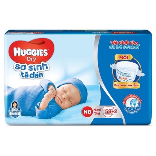 Bỉm - Tã dán sơ sinh Huggies size NB - 74 miếng (Cho bé dưới 5kg)