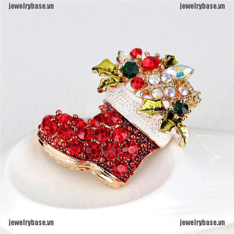 [Base] 1X New Rhinestone Crystal Christmas Stocking Boot Pin Brooch Xmas Gift Gold Tone [VN] | BigBuy360 - bigbuy360.vn