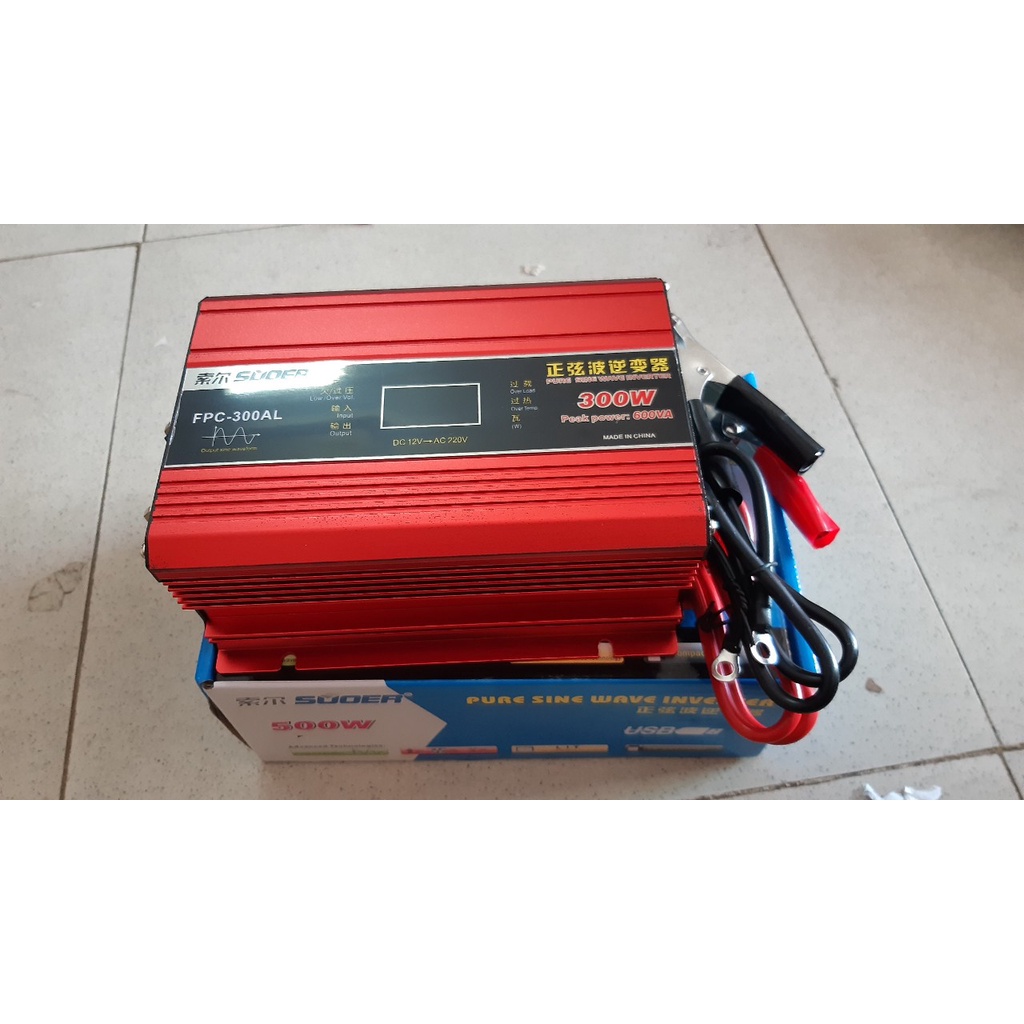 Bộ đổi điện inverter 12V sang 220v sine chuẩn 300W FPC Suoer 12V