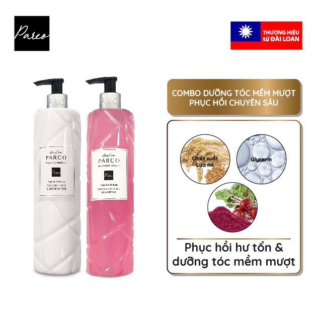 Combo[Gội-Xả] PHỤC HỒI HƯ TỔN PARCO,dưỡng tóc mềm mượt - Nuôi dưỡng, phục hồi, giữ ẩm và tăng độ đàn hồi cho