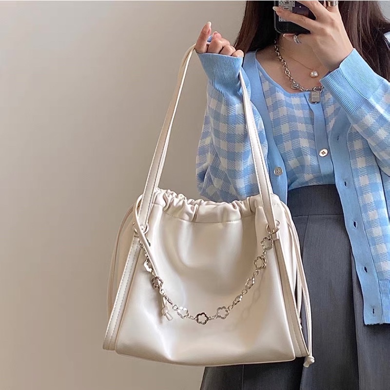 Túi xách nữ đeo vai size lớn sức chứa lớn da mềm độ bền cao màu trắng