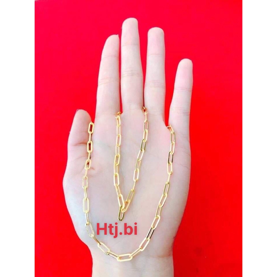 Dây chuyền xích khoen lật mạ vàng màu 18 bền màu nam nữ dêud đeo được htj